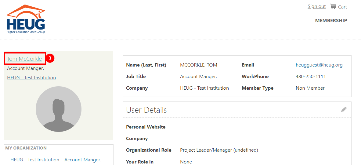 iMIS Membership Portal Page